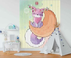 panel lamelowy lis z kwiatowa ozdoba