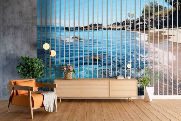 lamele w salonie morze plaza i skaly