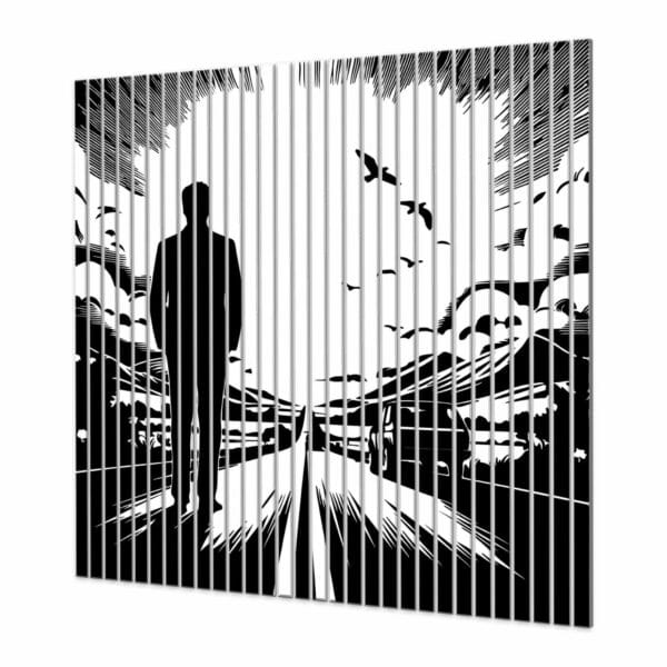 lamele dekoracyjne postac w abstrakcyjnej scenerii