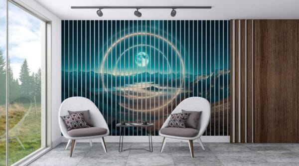 lamele w salonie nocny krajobraz z ksiezycem