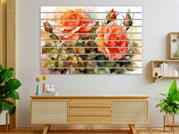 panel lamelowy roze na tle pastelowym