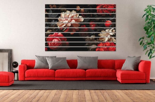 lamele w salonie romantyczne kwiaty