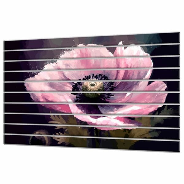 lamele dekoracyjne rozowy mak na ciemnym tle