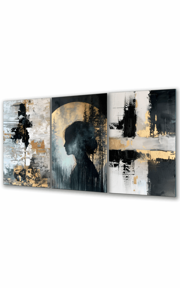 obraz szklany las abstrakcja z kobieta