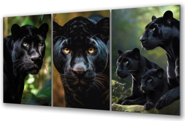 triptych szklany czarna pantera