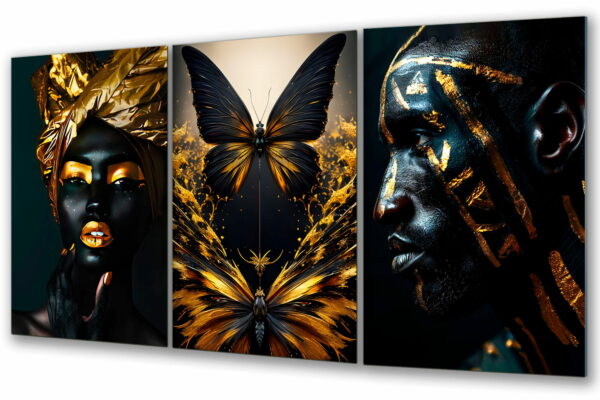 szklo afryka kobieta mezczyzna i motyl Tryptyk