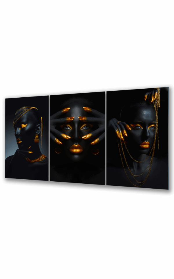 obraz szklany afryka z kobieta Tryptyk