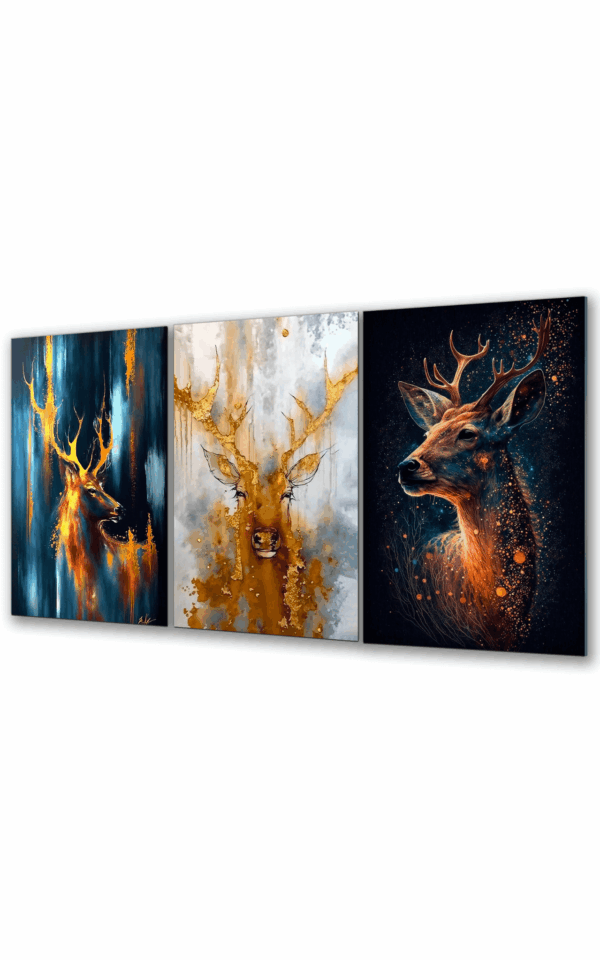 obraz szklany tryptyk jeleń