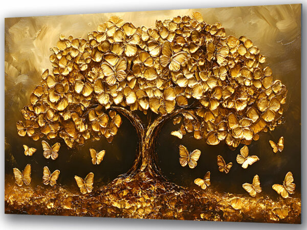 obraz na szkle drzewko szczescia z motylami