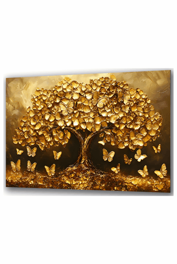 szklany obraz drzewo pieniedzy z motylami