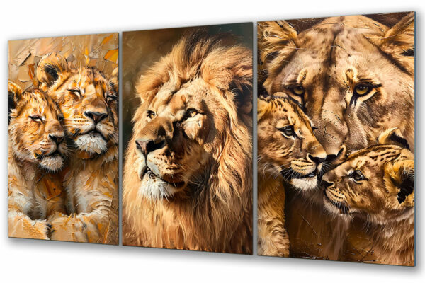 lew afrykański tryptyk szkło dekor