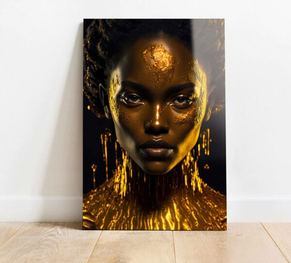 afrykańska kobieta z złotem szklany obraz