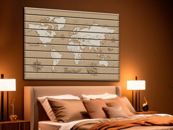 panel lamelowy mapa swiata