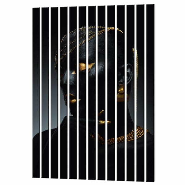 lamele w salonie afrykanska kobieta zloto