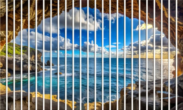 lamele dekoracyjne z nadrukiem jaskinia wodna