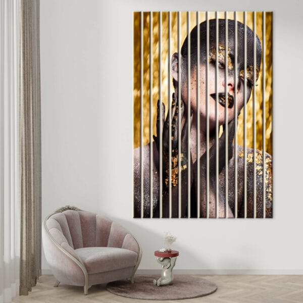 lamele z nadrukiem zlota twarz