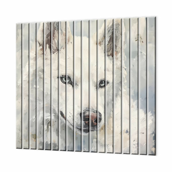 lamele dekoracyjne szklane biały wilk albinos