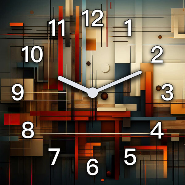 zegar scienny do salonu abstrakcyjna architektura geometria