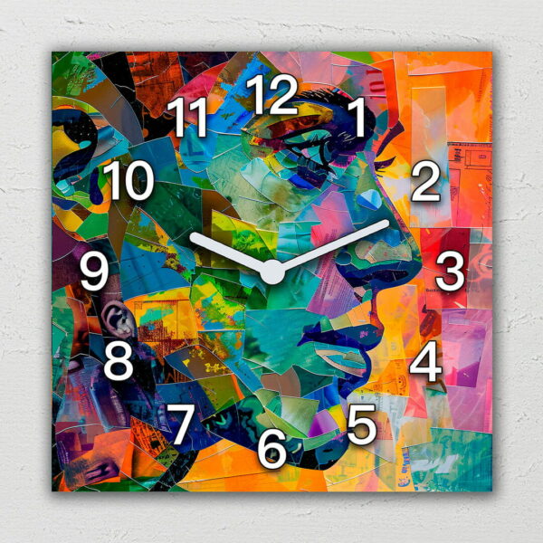 zegar kuchenny abstrakcyjna twarz w kolorach