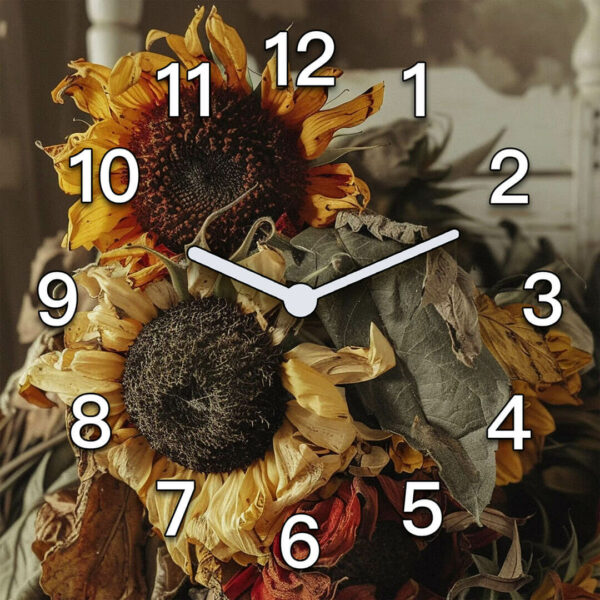 zegary scienne do salonu boho z kwiatami