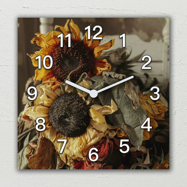 obraz boho zegar scienny bukiet kwiatow