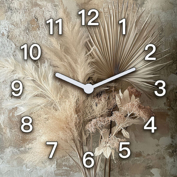 zegar scienny do salonu boho suszony bukiet