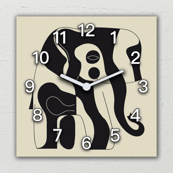 zegary boho abstrakcyjny slon do dzieciecej komnaty