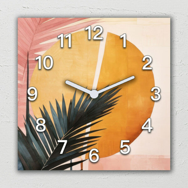zegar scienny boho palmami obrazy w stylu boho