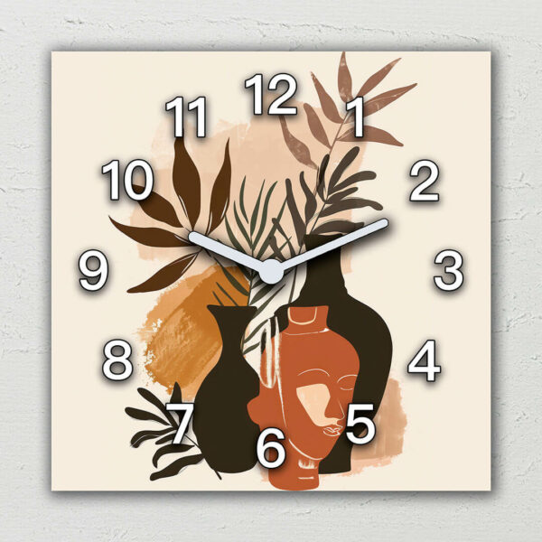 zegar boho rośliny i twarze do salonu boho