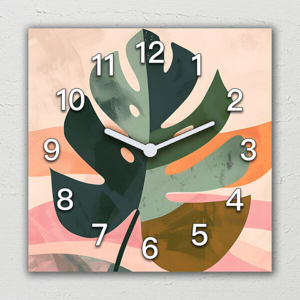 zegar boho lisc kwiaty obrazy grafika