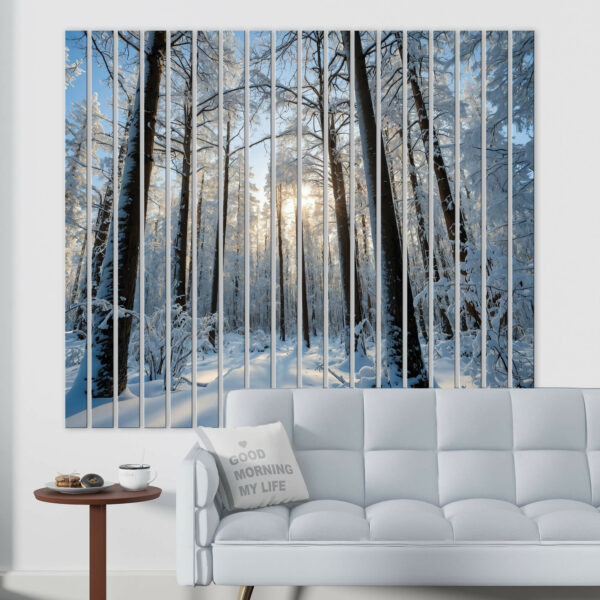 panele pcv śnieg w lesie