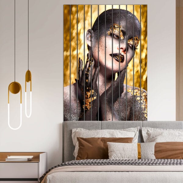 złote lamele ścienne