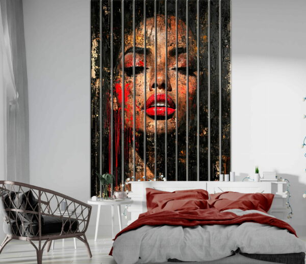 szklane lamele dekoracyjne kobieca elegancja z czerwona pomadka