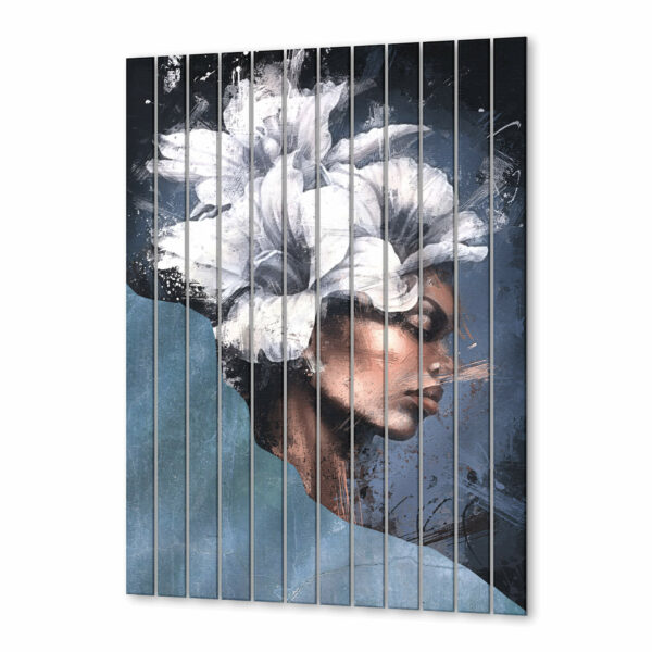 panele szklane pani z kwiatami