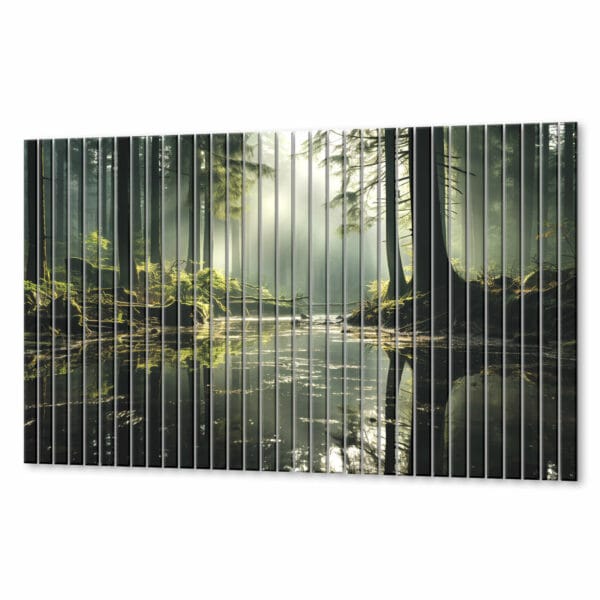 panele scienne jezioro w mglistym lesie