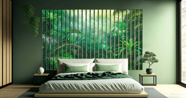 lamele scienna z nadrukiem tropikalny krajobraz z palmami