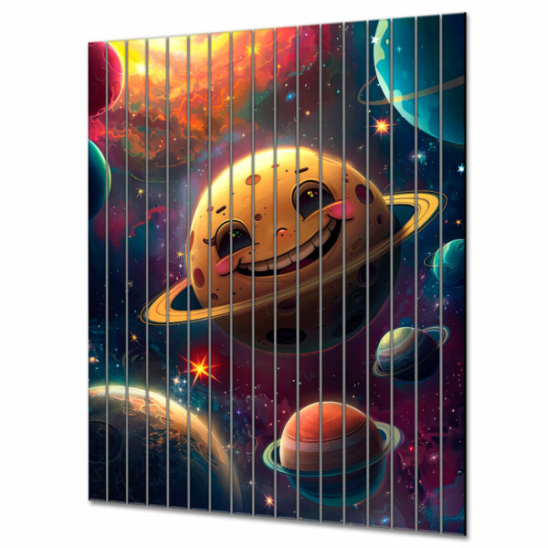 szklane lamele dekoracyjne szczesliwy saturn w kosmosie