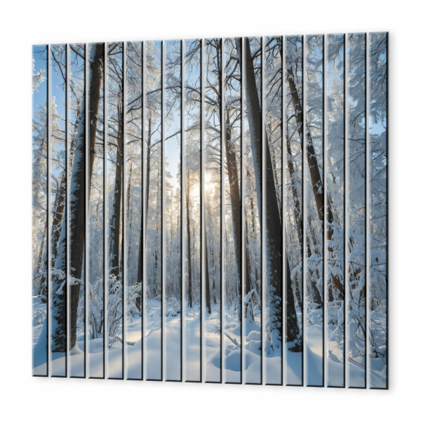 białe lamele aranżacje snieg w lesie