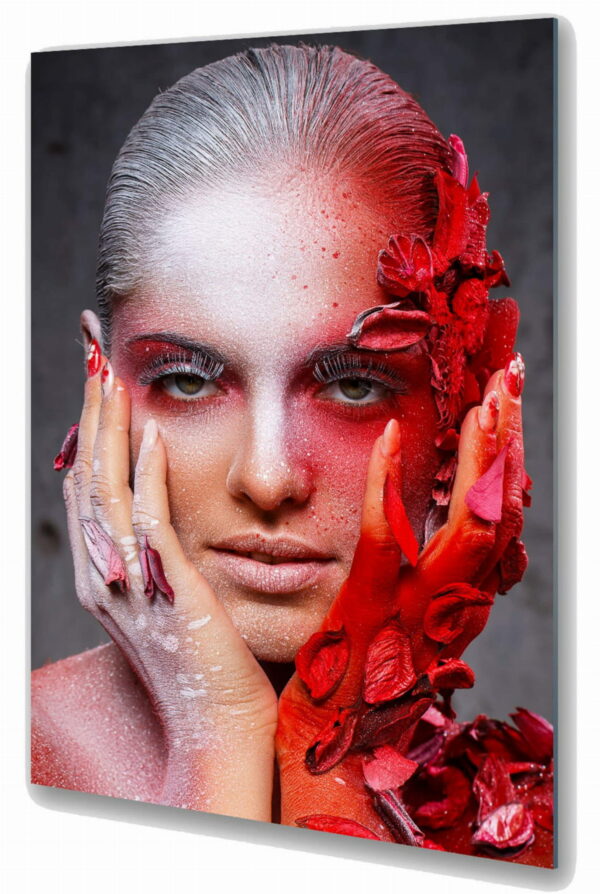 Twarz kobiety kwiat szklany obrazy