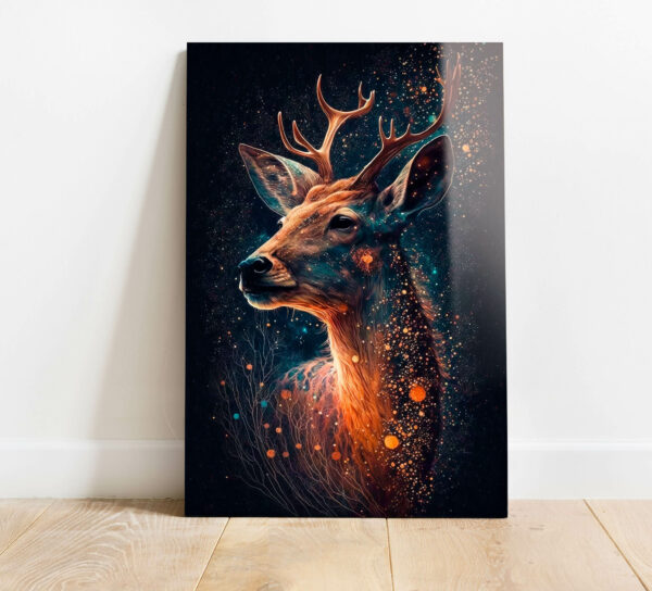 szklany obraz lesny jelen