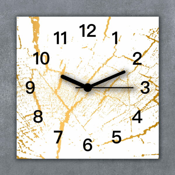 zegary do salonu marmur bialy zloto