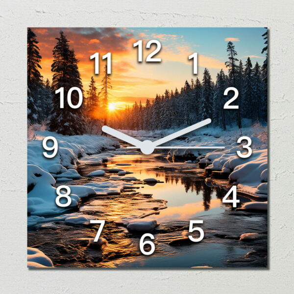 zegary do salonu zimowy pejzaz