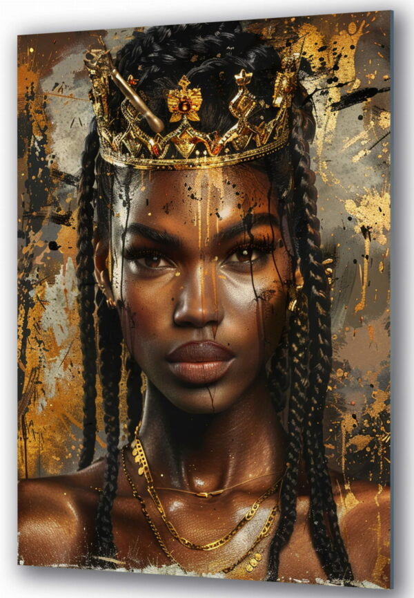 afrykańska krolowa z złotą koroną szkłany obraz