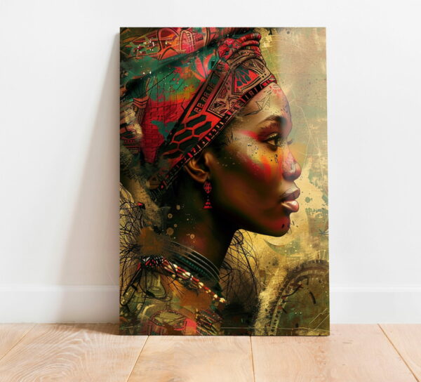 czerwona afrykańska kobieta obraz na szkle