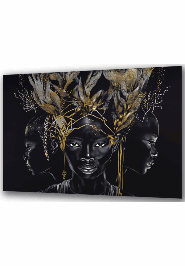 afrykańskie kobiety z złotymi przybraniami szkłany obraz
