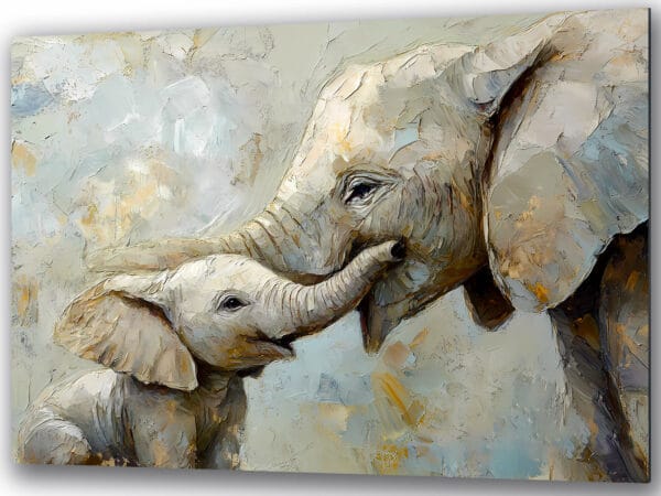 miłość mamy słonia w objęciach szkłane obrazy