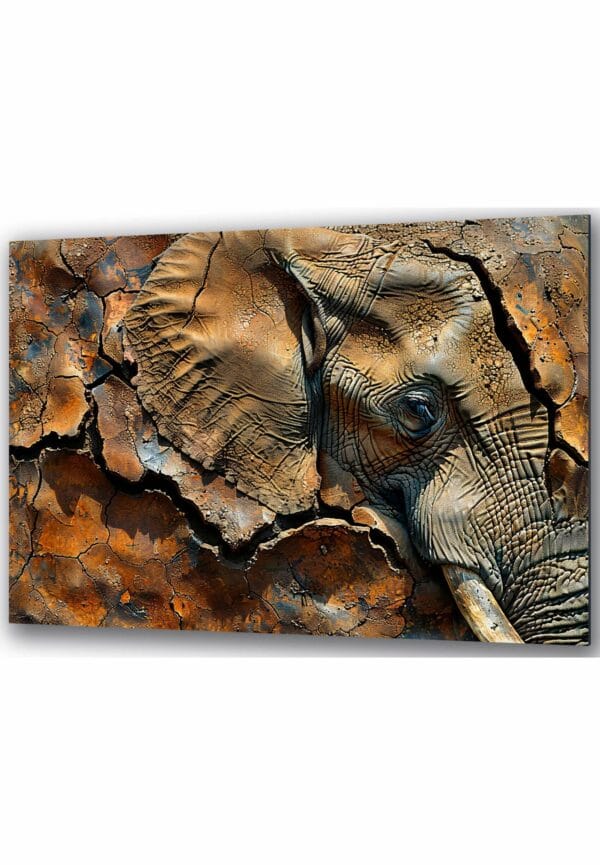 słoń w pustyni szkłany obraz