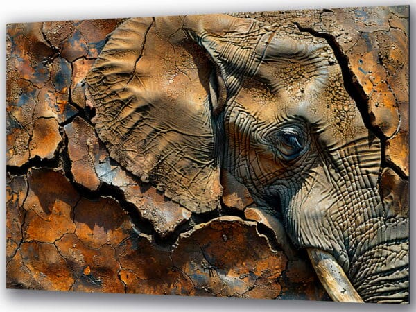 słoń w pustynnym krajobrazie obraz na szkle