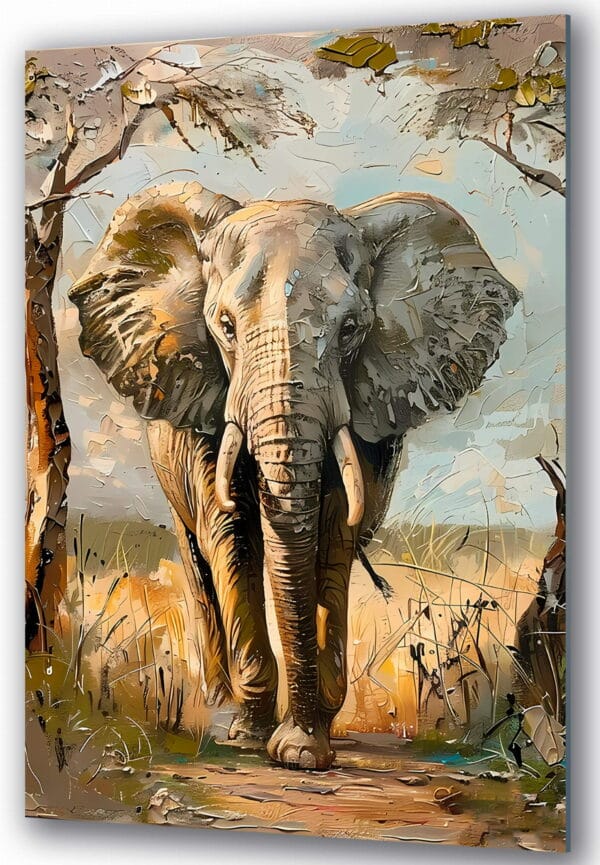 słoń z wielkimi uszami i trąbą szkłane obrazy