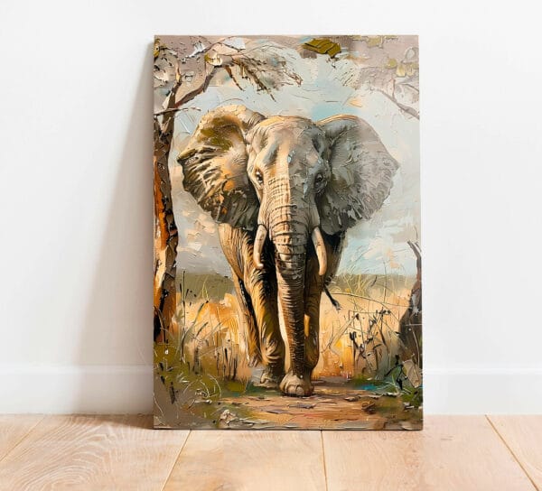 słoń w polu szkłany obraz